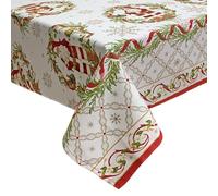 Tovaglia Natalizia 140x240 cm 12 Posti in Rasatello Stampato - Preziosa Home Modello Bianca - Copritavola Natale Elegante Made in Italy, Resistente e Lavabile