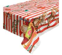 Tovaglia Natalizia 6 posti antimacchia Babbo Natale con slitta renne doni 5656