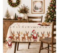 Tovaglia natalizia a tema natalizio con Babbo Natale e renna, 89 x 140 cm
