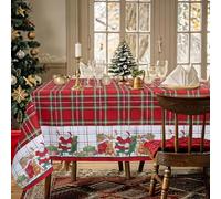 Tovaglia Natalizia in Rasatello Stampato per 12 Posti (140x240 cm) 160 g/m² Made in Italy - Rettangolare - Tessuto Misto Cotone - Decoro Natale