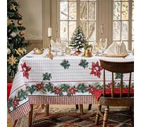 Tovaglia Natalizia in Rasatello Stampato per 6 Posti (140x180 cm) 160 g/m² Made in Italy - Rettangolare - Tessuto Misto Cotone - Decoro Natale