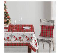 TOVAGLIA NATALIZIA IN STAMPA DIGITALE FANTASIA TARTAN BABBO NATALE RENNE 6 POSTI