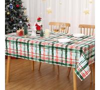 Tovaglia natalizia lavabile per la decorazione della cucina, tovaglia a quadretti impermeabile, per sala da pranzo, rettangolare, 137 x 178 cm, rosso e verde