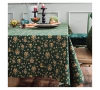 Tovaglia Natalizia Tovaglia for feste di Natale in cotone e lino. Campanelli eolici abbronzanti verdi giapponesi. Copritavolo rettangolare for decorazioni domestiche per la Festa(Green,140x140cm)
