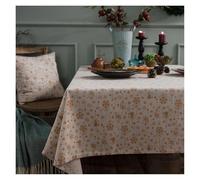 Tovaglia Natalizia Tovaglia for feste di Natale in cotone e lino. Campanelli eolici abbronzanti verdi giapponesi. Copritavolo rettangolare for decorazioni domestiche per la Festa(White,140x260cm)