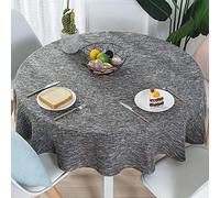 Tovaglia oblunga anti-piega in cotone e lino, resistente all'usura, perfetta per compleanni, addio al nubilato, baby shower, grigio, diametro rotondo 160 cm, elegante decorazione per la casa