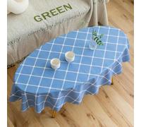 Tovaglia Ovale da caffè con Motivo a Quadri e Bordo Smerlato, Impermeabile, Resistente all'olio, Non Lavabile, per Soggiorno, caffetteria, Decorazioni per Feste, 80x120 cm