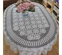 Tovaglia ovale fatta a mano in pizzo per sala da pranzo bianca all'uncinetto tovaglia elegante decorazione da tavolo 180 x 240 cm dimensioni perfetta per feste ed eventi