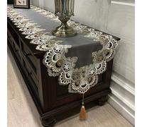 Tovaglia ovale in pizzo dal design squisito, si abbina a vari stili di interni (40 x 140 cm B)