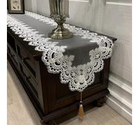 Tovaglia ovale unica in pizzo con design squisito, si abbina a vari stili di interni (40 x 200 cm D)