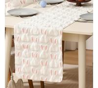 Tovaglia Pasquale, 183 x 33 cm Runner da Tavolo a Forma di Coniglio 3D, Copritavolo Primaverile Lavabile per Feste in Casa, Decorazione per le Vacanze di Pasqua