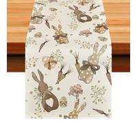Tovaglia Pasquale, Runner da Tavola di Buona Pasqua, 33 x 183cm Runner da Tavolo con Coniglietti Pasquali e Carote, Runner Pasqua Tovaglia, per Tavola Pasqua Primaverile Delle Feste Decorazioni (B)