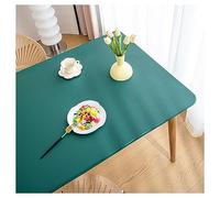 Tovaglia Pelle Rettangolare con Bordo Elastico, Tovaglia Lavabile Copritavolo Pelle PU Impermeabile Antimacchia, Tappetino da Tavolo per Esterno, Patio, Cucina e Sala da Pranzo(90x180cm,Dark Green)
