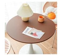 Tovaglia Pelle Rotonda con Bordo Elastico, Copritavolo Tavolo Rotondo in Ecopelle Impermeabile Antimacchia Antiscivolo Tappetino Protezione da Tavolo per Esterno Patio Cucina Pranzo(120 cm,Brown)