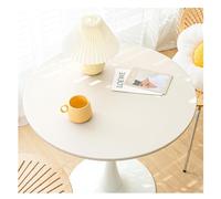 Tovaglia Pelle Rotonda con Bordo Elastico, Copritavolo Tavolo Rotondo in Ecopelle Impermeabile Antimacchia Antiscivolo Tappetino Protezione da Tavolo per Esterno Patio Cucina Pranzo(120 cm,White)