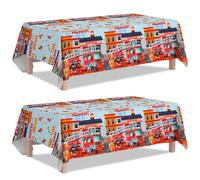 Tovaglia per camion dei pompieri, set di tovaglie per feste da pompiere da 3 pezzi - Tovaglia per compleanno per camion dei pompieri, tovaglia per feste del pompiere
