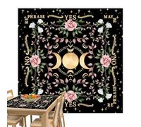 Tovaglia per tarocchi con astrologia, motivo floreale e magico mese, 70 x 75 cm, impermeabile, lavabile, tovaglia per tarocchi per luogo sacro, rituale celtico