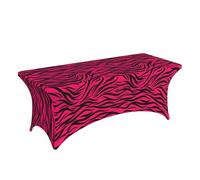 Tovaglia per tavoli rettangolari da 1,8 m, alla moda, motivo zebrato rosso, rosa, elastico, rettangolare, in spandex elasticizzato, per feste, matrimoni, banchetti ed eventi