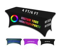 Tovaglia personalizzata copertura con logo aziendale, tovaglia personalizzata con testo di parola personalizzato logo immagine elasticità banner da tavolo eventi personalizzati promozionali Stretch