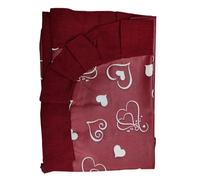 Tovaglia Plastificata Con Balza Volant Fantasia Cuori Tavolo Cucina Salotto Rettangolare Cerata Antimacchia (12 Posti, Bordeaux)