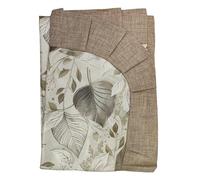 Tovaglia Plastificata Con Balza Volant Fantasia Foglie Tavolo Cucina Salotto Rettangolare Cerata Antimacchia (Tortora, 6 Posti)