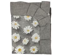 Tovaglia Plastificata Con Balza Volant Fantasia Margherite Fiori Tavolo Cucina Salotto Rettangolare Cerata Antimacchia (Grigio, 12 Posti)