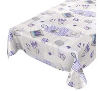 Tovaglia plastificata lavabile; motivo con lavanda, cuori, Provence; di colore grigio e violetto; dimensioni selezionabili, asciugamani, Lavendel Herzen Provance Violett Grau, 120 x 140cm