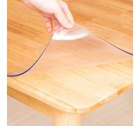 Tovaglia Plastificata Trasparente Quadrata, 2mm Copritavolo Plastica Rigida Protezione Tavolo, Copri Tavolo Cucina PVC Lavabile Impermeabile, Pellicola Protettiva Tavolo per Esterno, Soggiorno ( Size