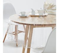 Tovaglia PVC trasparente fantasia a pois Verde 140 cm