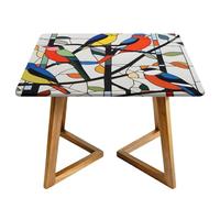 Tovaglia quadrata astratta con uccelli con bordi elastici geometrici, copertura impermeabile per sala da pranzo, feste di nozze, picnic, 170 cm