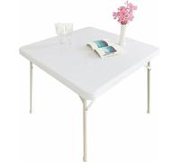 Tovaglia quadrata bianca con bordo elastico per tavolo da pranzo, decorazione per la casa, adatta a tavoli da 90 x 90 cm, elegante e facile da pulire, perfetta per ogni occasione