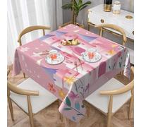 Tovaglia quadrata con castello dei cartoni animati, 145 x 145 cm, con fiori colorati, per interni ed esterni, lavabile, per cucina, matrimoni, ristoranti, buffet, feste