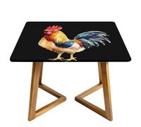 Tovaglia quadrata con gallo con bordi elastici ad acquerello, copertura impermeabile per sala da pranzo, feste di nozze, picnic, 110 cm