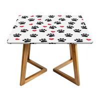 Tovaglia quadrata con stampa di zampa e cuore con bordi elastici, graziosa orma carina, copertura impermeabile per sala da pranzo, feste di nozze, picnic, 170 cm