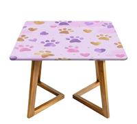 Tovaglia quadrata con stampa di zampe, viola, con bordi elastici, con orma colorata, impermeabile, per sala da pranzo, feste di nozze, picnic, 130 cm