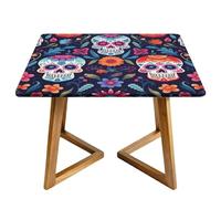 Tovaglia quadrata con teschio di zucchero e fiori con bordi elastici Day Of The Dead Skull copertura per tavolo impermeabile topper per sala da pranzo, festa di nozze picnic 150 cm