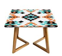 Tovaglia quadrata etnica azteca con bordi elastici colorati geometrici copertura per tavolo impermeabile topper per sala da pranzo, festa di nozze picnic 176 cm
