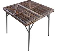 Tovaglia quadrata rustica, con cornice in legno anticato, con stampa fotografica, bordo elastico, adatta per la decorazione della tavola, adatta per tavolo quadrato da 101,6 x 101,6 cm, marrone