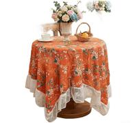 Tovaglia retrò progettata con motivi floreali francesi su materiale in poliestere per accoglienti temi letterari e decorativi per la casa (135 x 260 cm, arancione caldo)