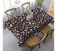 Tovaglia rettangolare alla moda con stampa leopardata in oro rosa lucido, 60 x 90 pollici, copritavolo decorativo in tessuto antipiega per sala da pranzo, feste, interni ed esterni.