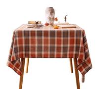 Tovaglia rettangolare autunnale a scacchi, per Halloween e Ringraziamento, colore arancione-rosso, per feste a tema ristorante e cucina, per tutti i giorni (S)