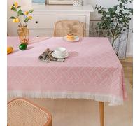 Tovaglia Rettangolare Bianca Da Letterario, Tovaglia Lavabile In Cotone E Lino Di Alta Qualità, For Tavoli Da Caffè, For Feste E Banchetti(T- Pink,70.9x70.9in)