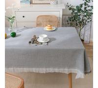 Tovaglia Rettangolare Bianca Da Letterario, Tovaglia Lavabile In Cotone E Lino Di Alta Qualità, For Tavoli Da Caffè, For Feste E Banchetti(W-Light Gray,35.4x82.7in)