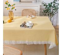 Tovaglia Rettangolare Bianca Da Letterario, Tovaglia Lavabile In Cotone E Lino Di Alta Qualità, For Tavoli Da Caffè, For Feste E Banchetti(W-Yellow,90.6x98.4in)