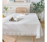 Tovaglia Rettangolare Bianca Da Letterario, Tovaglia Lavabile In Cotone E Lino Di Alta Qualità, For Tavoli Da Caffè, For Feste E Banchetti(W- Milk White,70.9x165.4in)