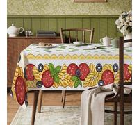 Tovaglia rettangolare con peperoni, stile casual italiano, con pasta e olive, colore rosso, resistente alle macchie, lavabile, decorazione per cucina, banchetto, campeggio, feste, 152 x 305 cm