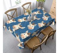 Tovaglia rettangolare con stampa blu di un divertente asino, 60 x 90 pollici, in tessuto decorativo antipiega, per cene, feste, interni ed esterni.