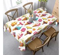 Tovaglia rettangolare con stampa di gelato alla frutta colorata, 60 x 90 pollici, copritavolo decorativo in tessuto antirughe per sala da pranzo, feste, interni ed esterni