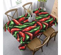 Tovaglia rettangolare con stampa di peperoncino rosso verde, 60 x 90 pollici, tessuto decorativo antipiega per cene, feste, interni ed esterni.