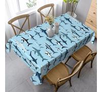 Tovaglia rettangolare con stampa di squali colorati e alla moda, 60 x 90 pollici, copritavolo in tessuto decorativo antipiega per sala da pranzo, feste, interni ed esterni.